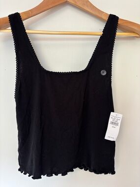 American Eagle Black Crop Tank Top Size Medium Y2K Crochet Lace Goth Punk Grunge